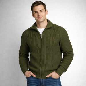 Cardigan Pesante Con Collo Alto E Zip Intera Vespa